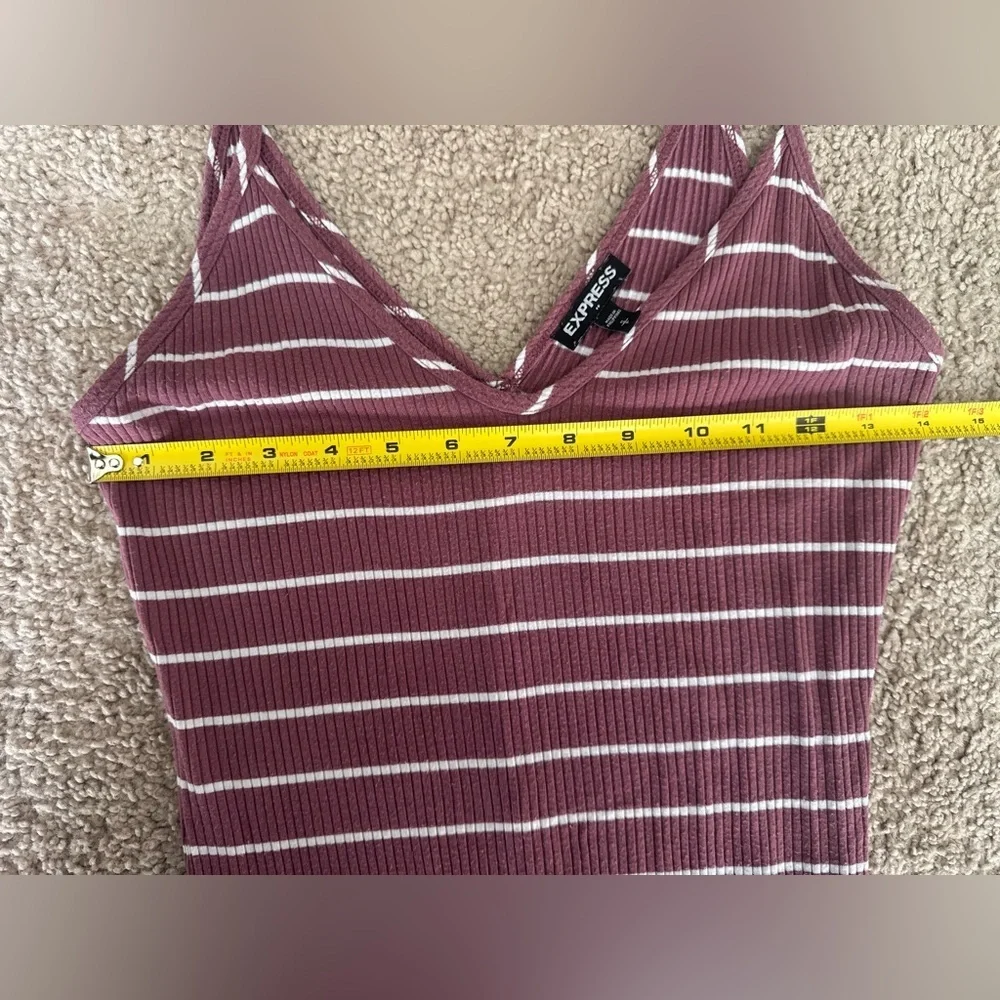 Express Mauve & White Striped Ribbed Midi Slip Dress | Size S - Picture 5 of 7